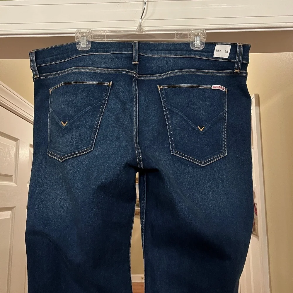 NWOT Men's Hudson Byron Slim Straight Stretch Jeans in Dark Wash Size 38 x 33